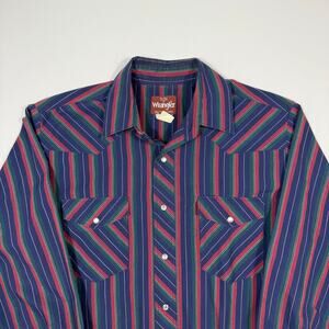 Vintage Wrangler Striped Pearl Snap Western Shirt size M